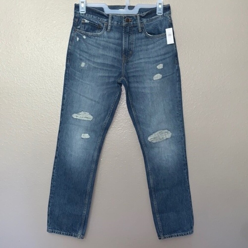 Old Navy Slim Medium Wash Rigid Non Stretch Distressed Jeans for Men